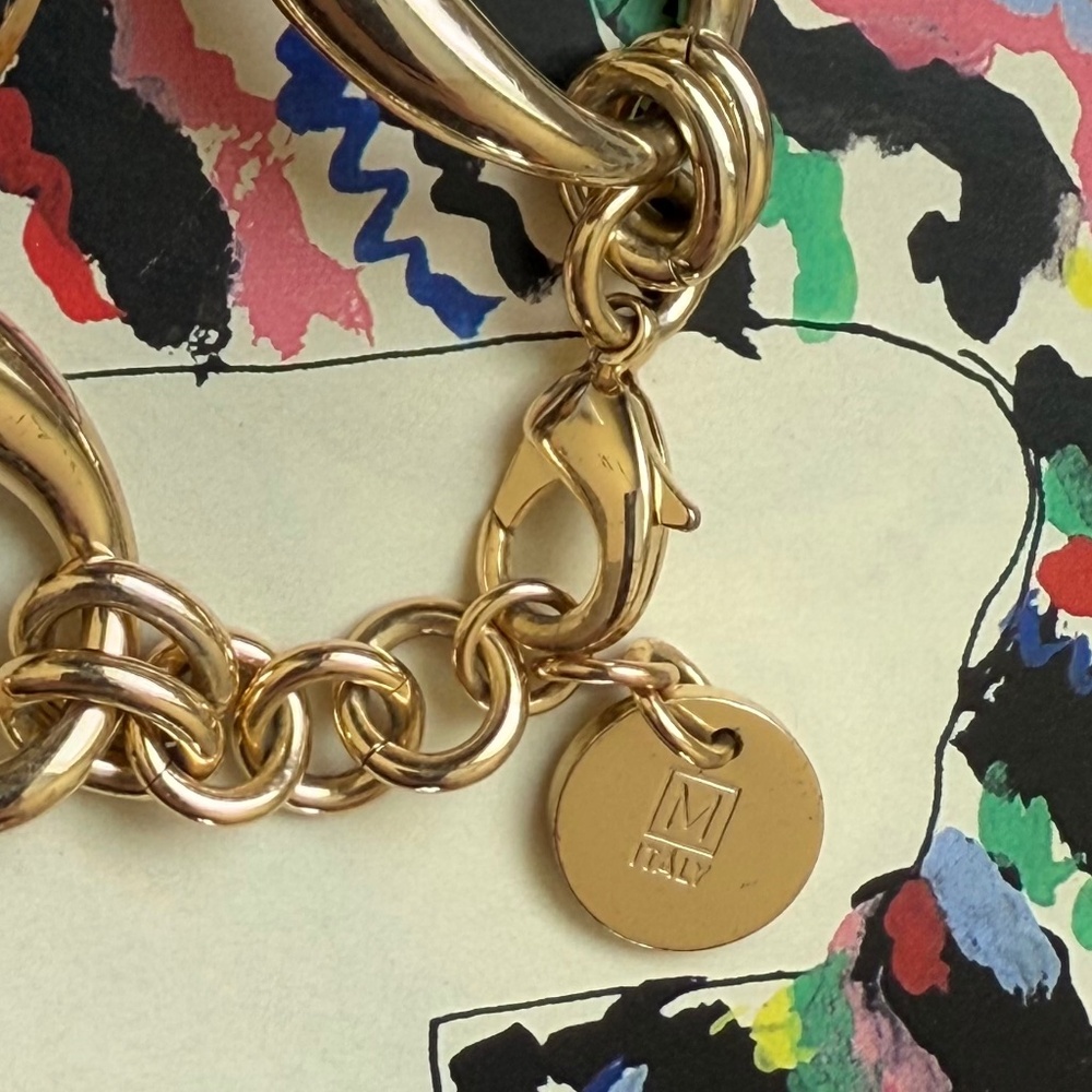 1AR by UnoAerre 18K Gold Plated Chunky Link Bracelet with Animal Print Accent - Picture 3 of 4